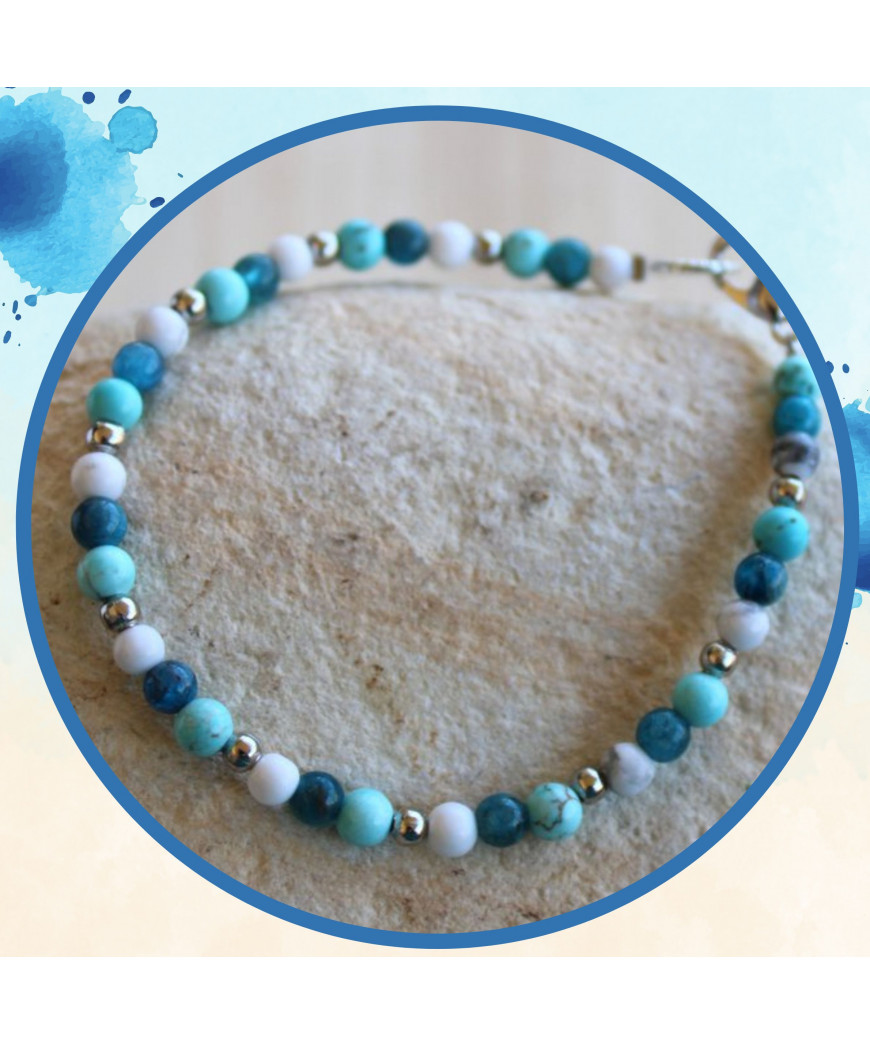 Bracelet Apatite, Howlite et Turquoise