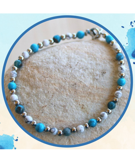 Bracelet Apatite, Howlite et Turquoise
