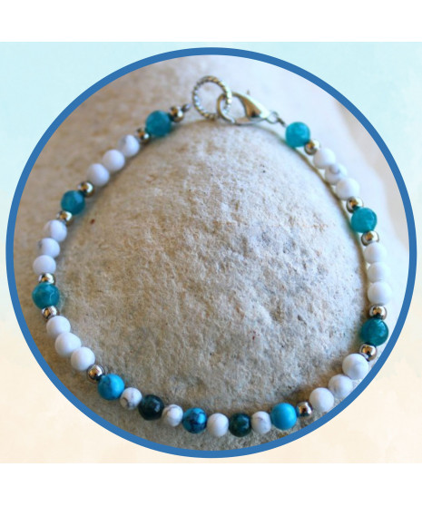 Bracelet Apatite, Howlite et Turquoise