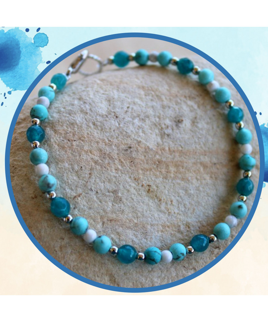 Bracelet Apatite, Howlite et Turquoise
