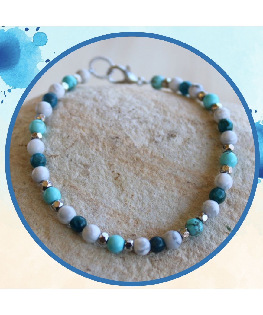 Bracelet Apatite, Howlite et Turquoise