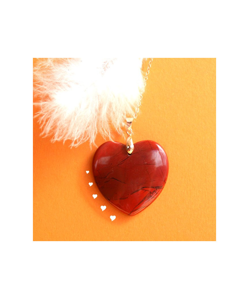 Pendentif Cœur  Jaspe rouge