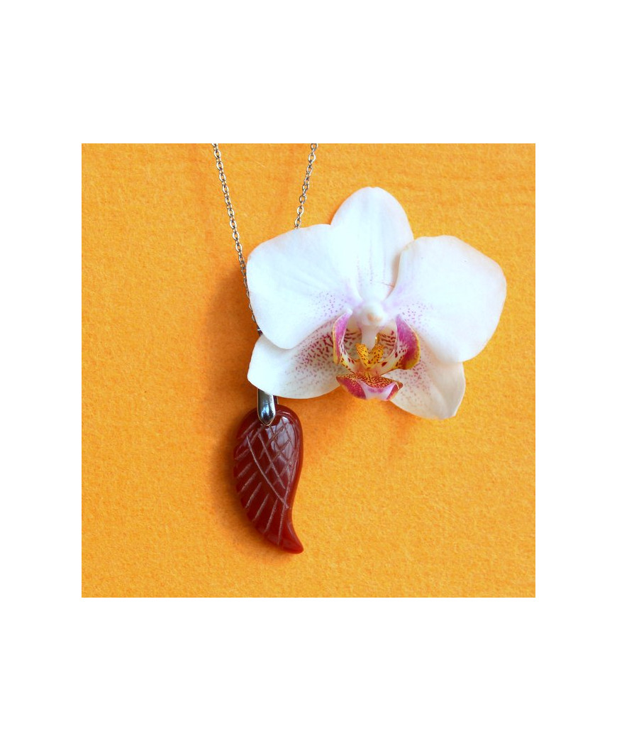 Pendentif Aile d'Ange en Cornaline