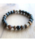 Bracelet en Agate noire et en Œil de Tigre