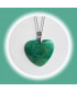 Pendentif Cœur en Agate verte veinée de blanc