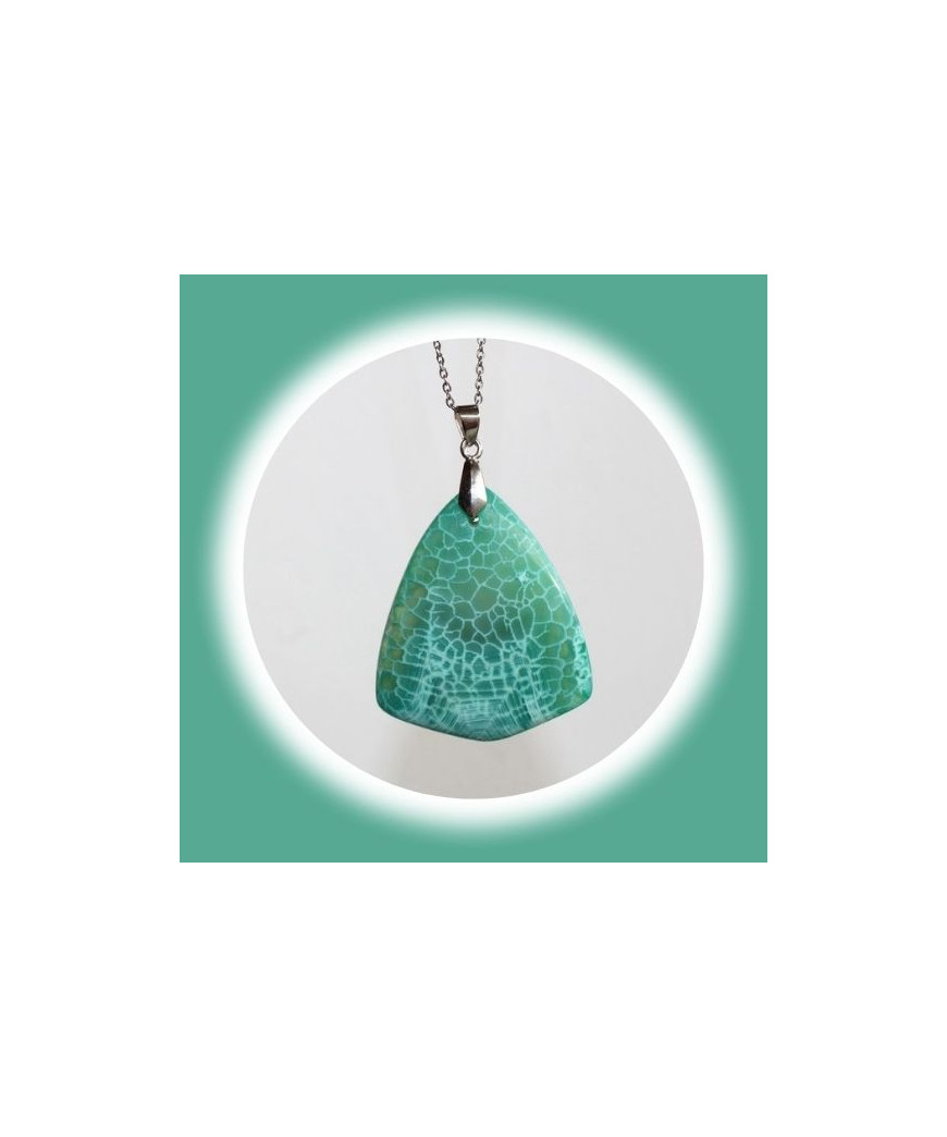 Pendentif en Agate verte veinée de blanc
