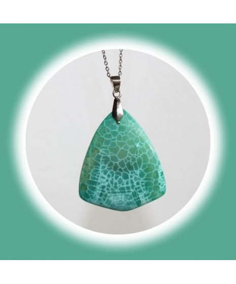 Pendentif en Agate verte veinée de blanc