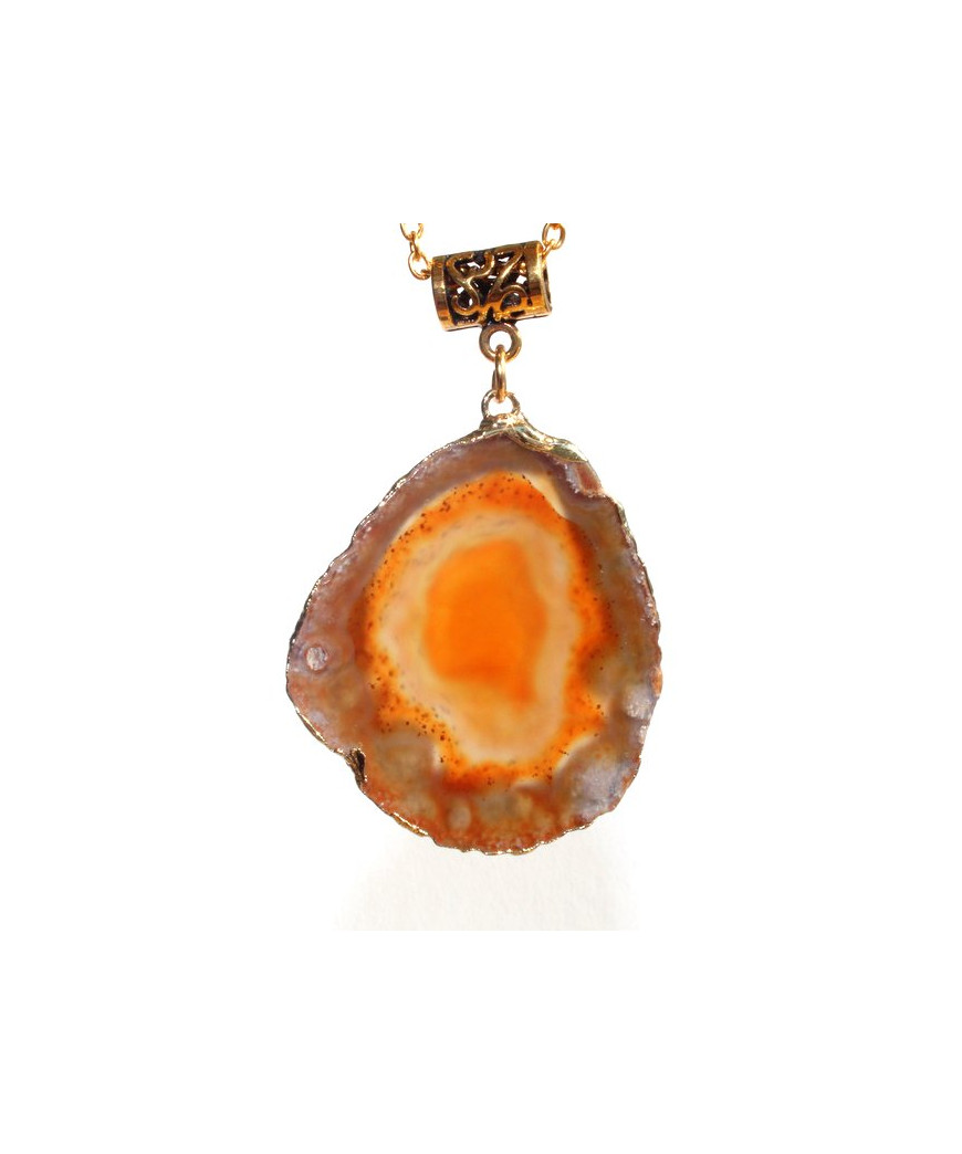 Pendentif Géode d'Agate orange