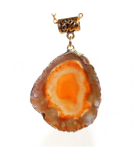 Pendentif Géode d'Agate orange