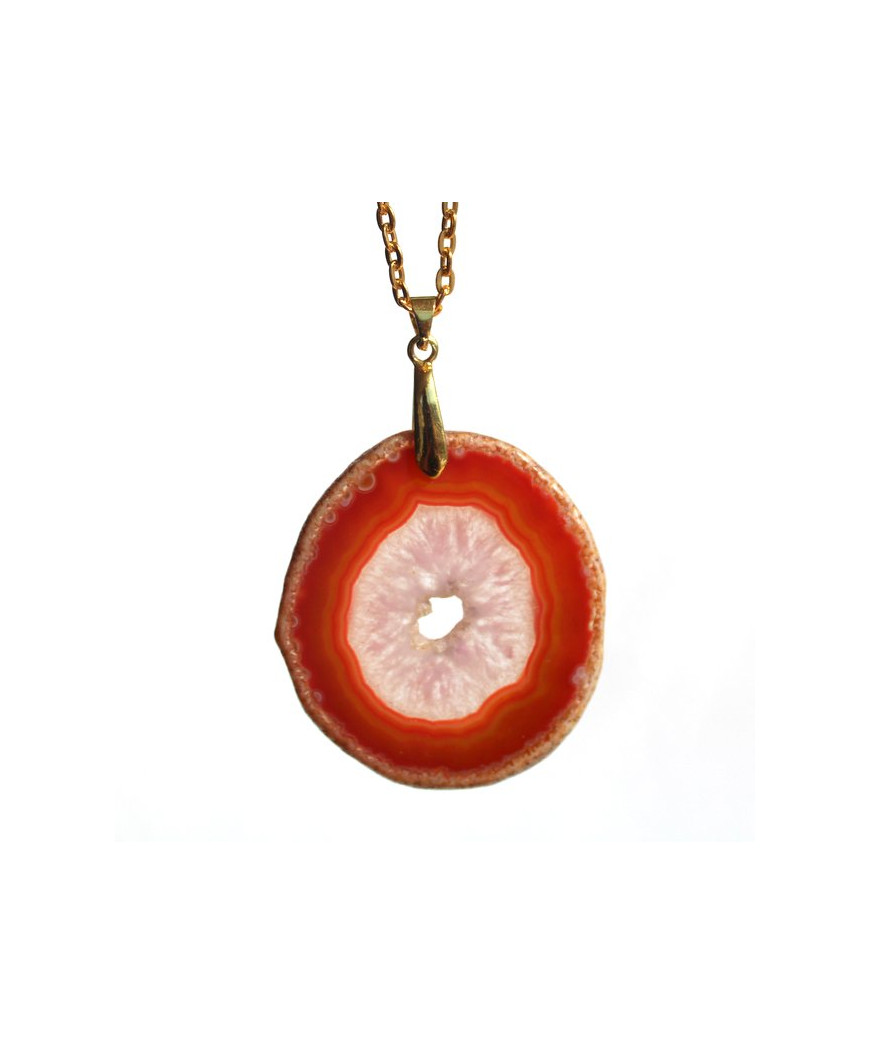 Pendentif Géode d'Agate orange