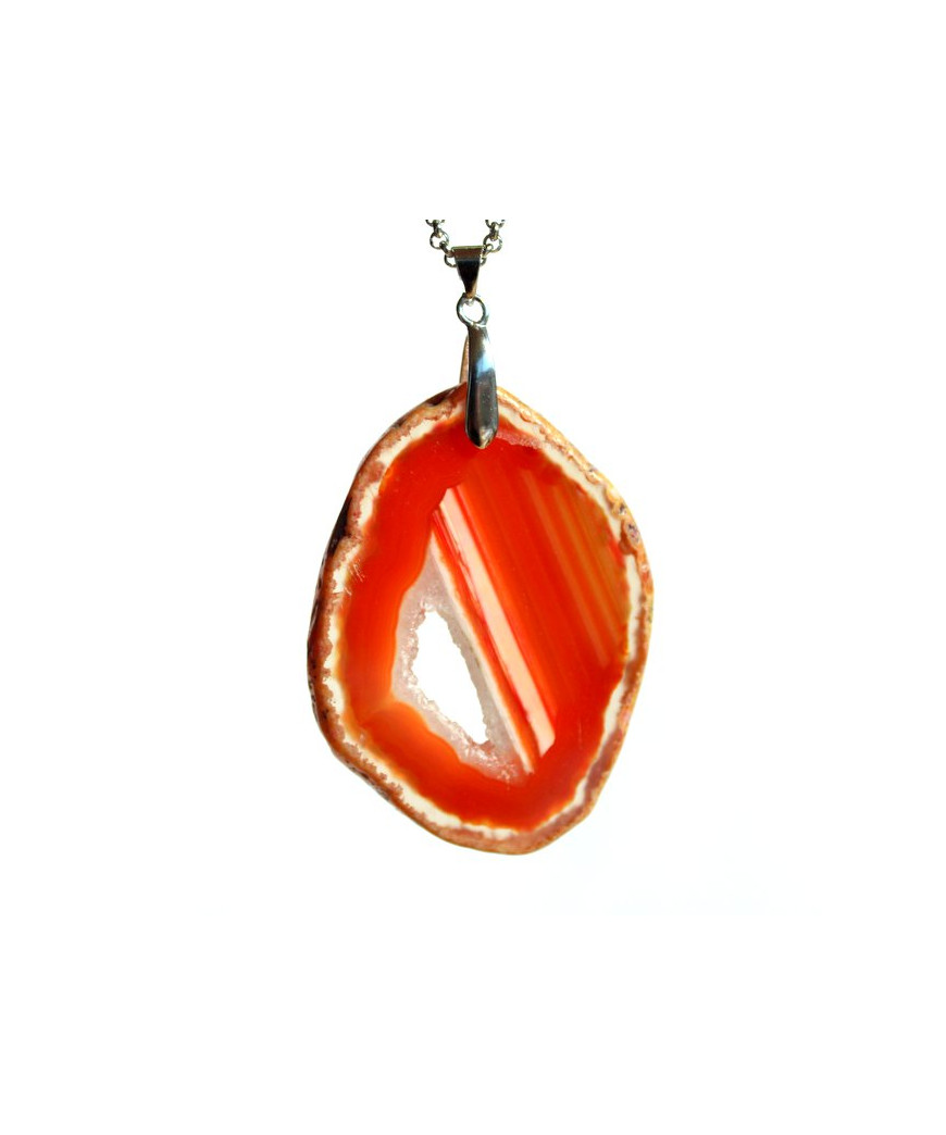 Pendentif Géode d'Agate orange