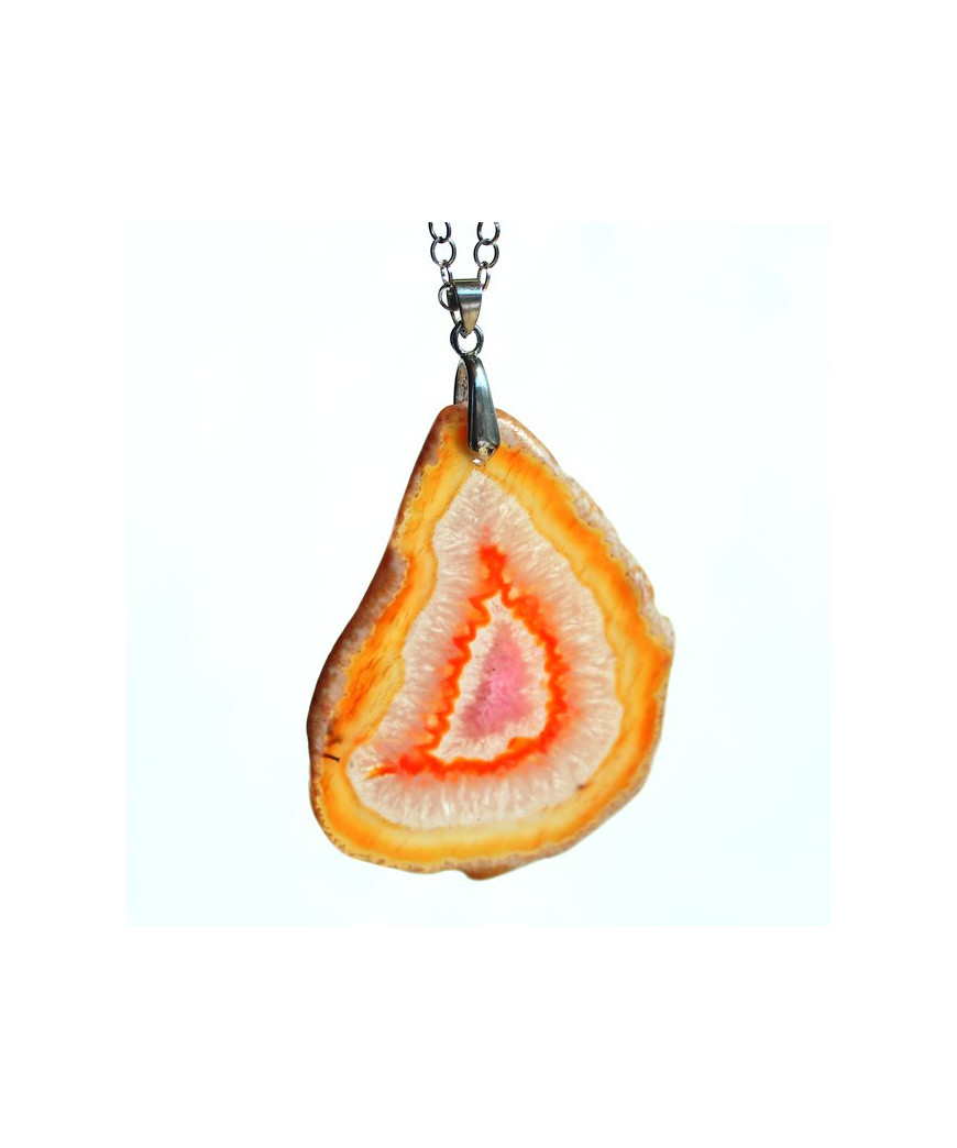 Pendentif Géode d'Agate orange
