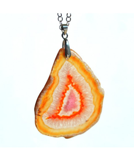 Pendentif Géode d'Agate orange