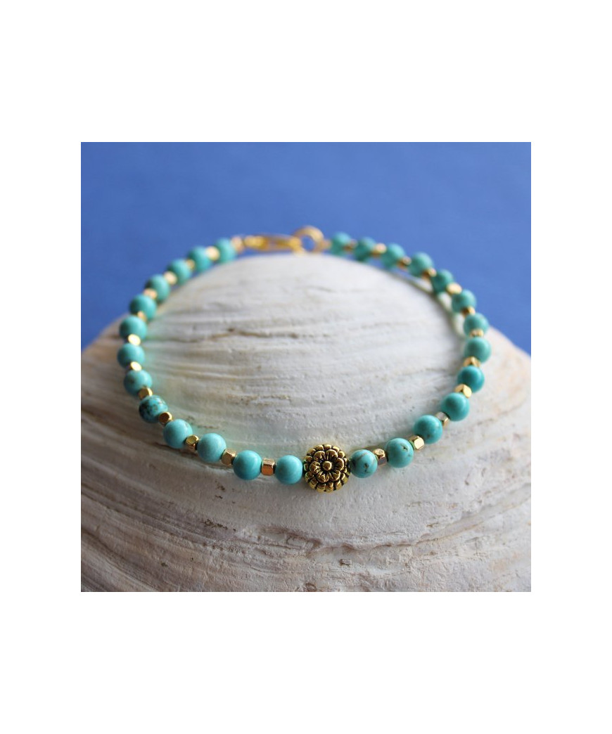 Bracelet Fleur en Turquoise