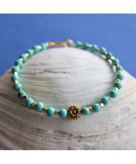 Bracelet Fleur en Turquoise