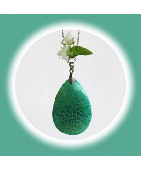 Pendentif en Agate verte veinée de blanc