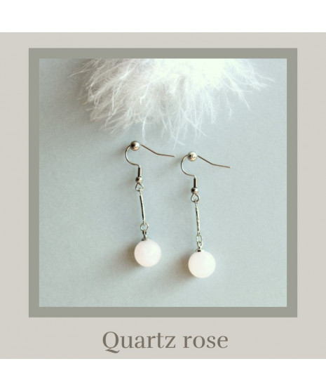 Boucles d'oreilles Tige en Quartz rose