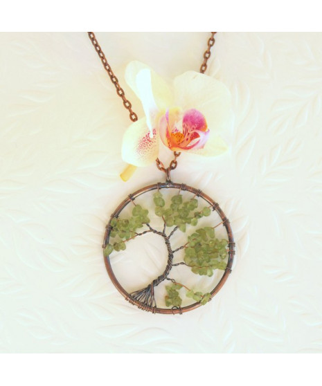 Pendentif Arbre de vie vert en