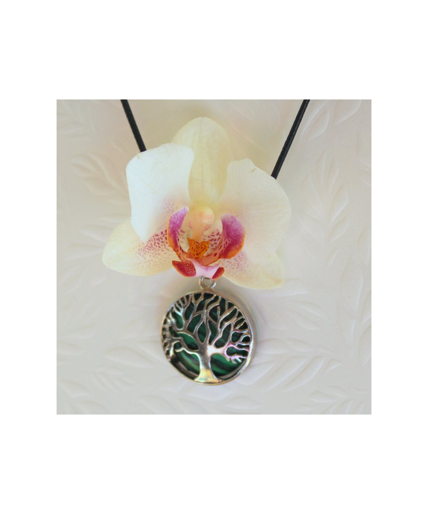Pendentif Arbre de vie vert en Malachite