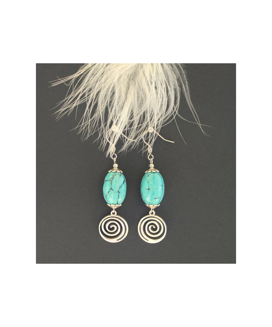 Boucles d'oreilles Spirales en Turquoise