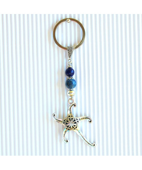 Porte-clefs Etoile des mers  en Lapis Lazuli