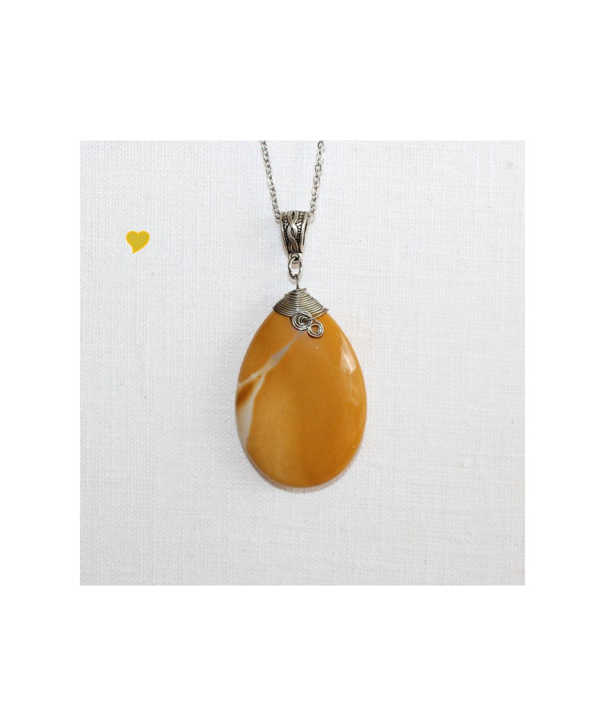 Pendentif en Jaspe Mookaïte jaune
