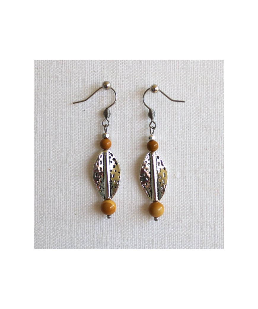 Boucles d'oreilles en Jaspe Mookaïte jaune