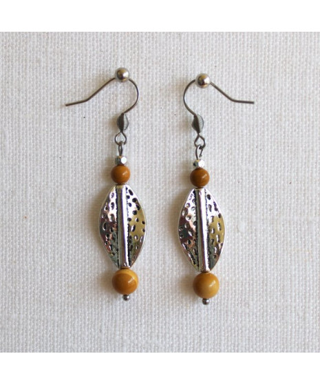 Boucles d'oreilles en Jaspe Mookaïte jaune