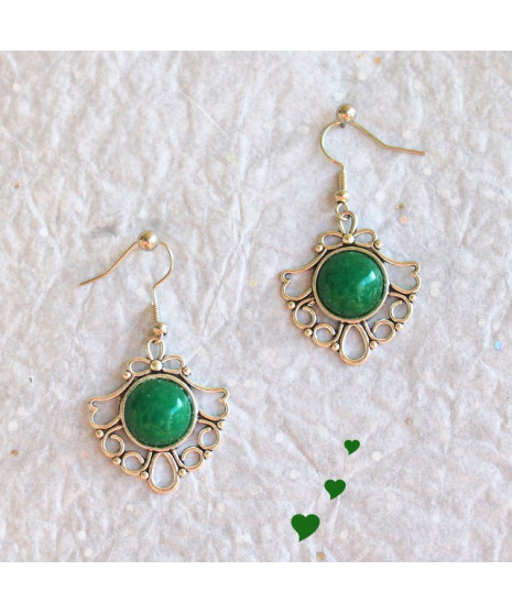 Boucles d'oreilles Cabochon en Jade vert
