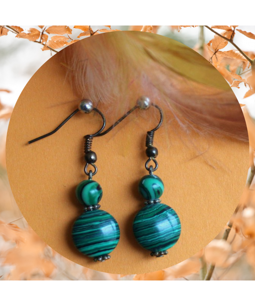 Boucles d'Oreilles Malachite