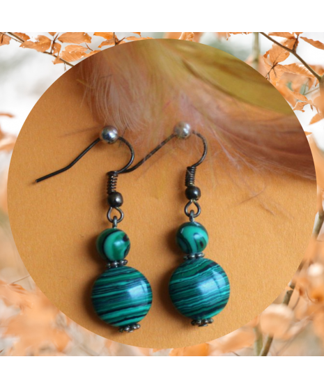 Boucles d'Oreilles Malachite