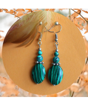 Boucles d'Oreilles Malachite