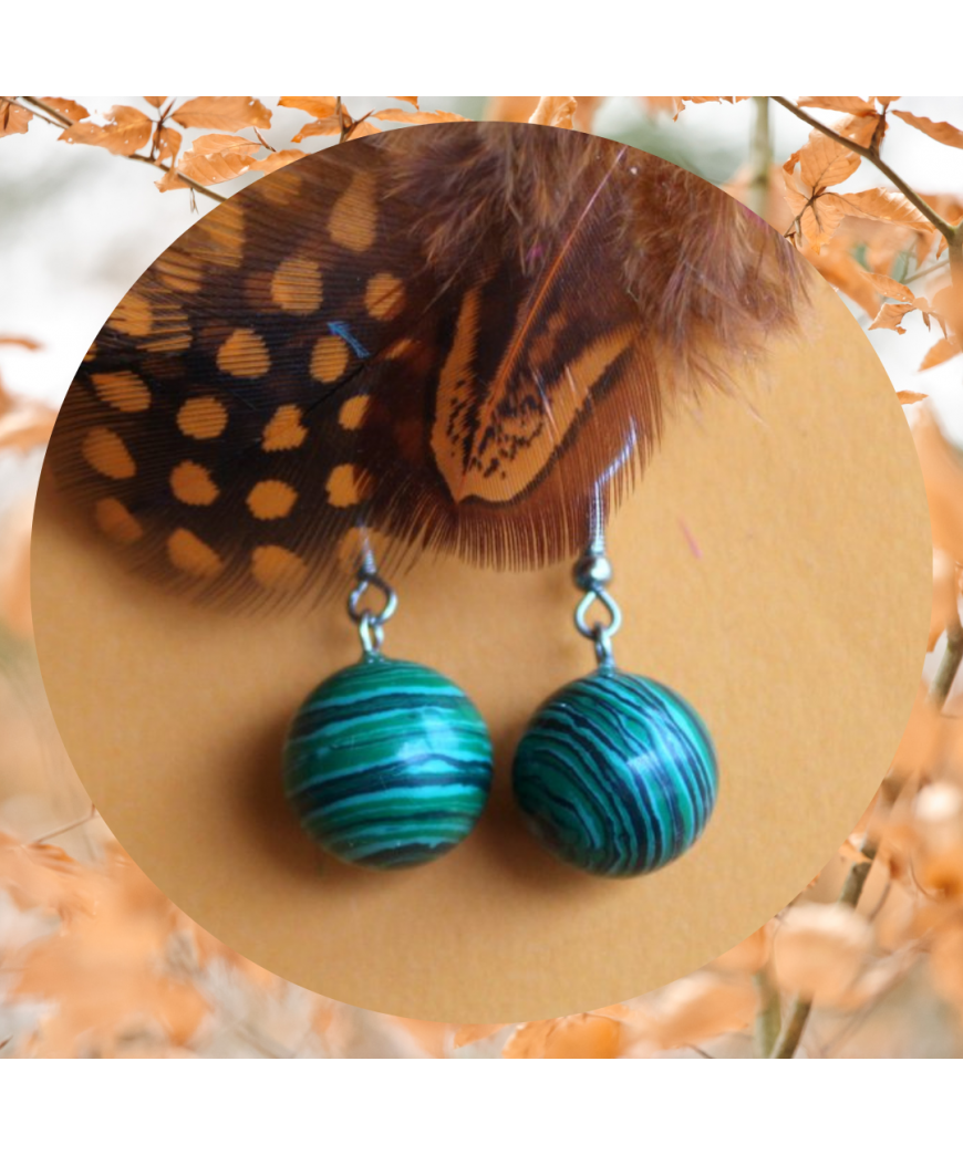 Boucles d'Oreilles Malachite