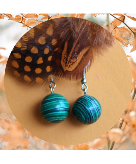 Boucles d'Oreilles Malachite