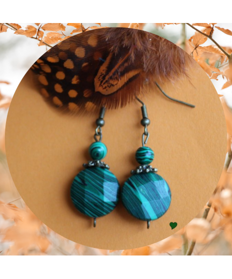 Boucles d'Oreilles Malachite
