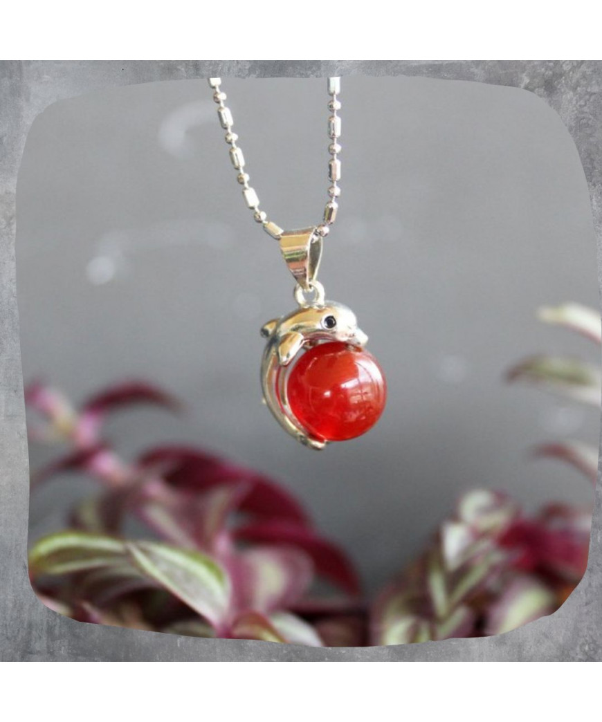 Pendentif dauphin en Cornaline