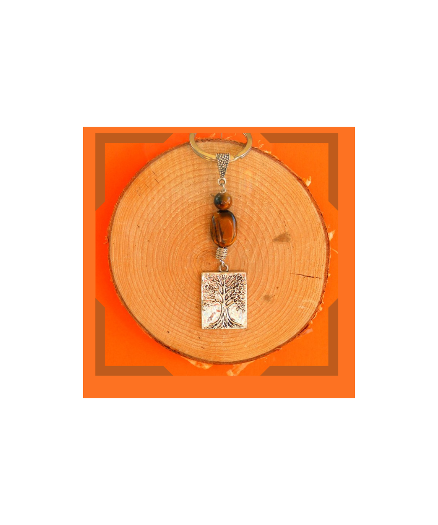 Porte-clefs Arbre de Vie en Œil de tigre