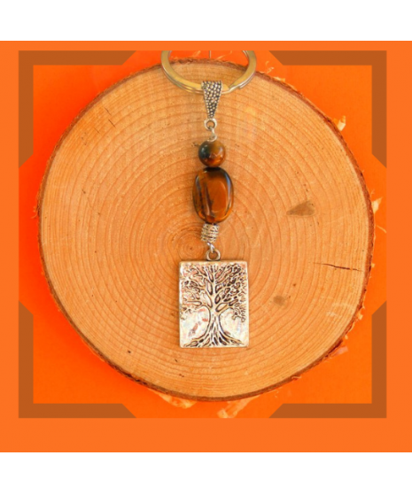 Porte-clefs Arbre de Vie en Œil de tigre