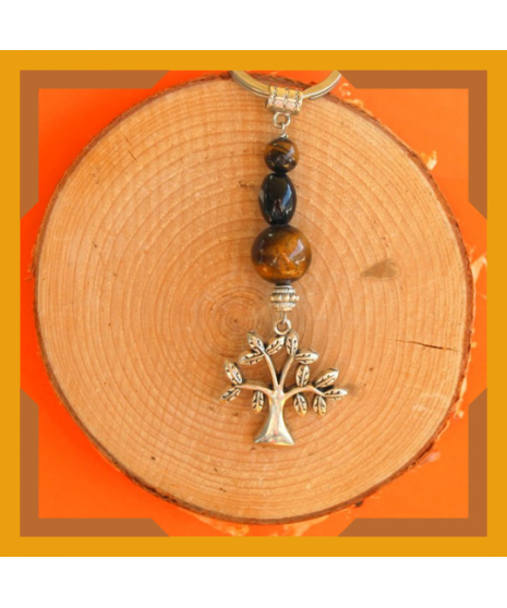 Porte-clefs Arbre de Vie en Œil de tigre