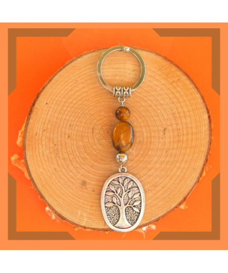 Porte-clefs Arbre de Vie en Œil de tigre