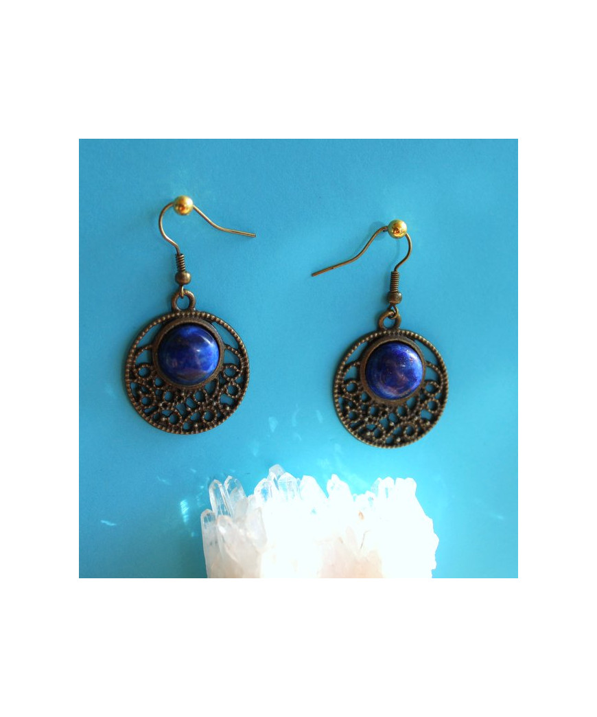 Boucles d'oreilles cabochon en Lapis Lazuli