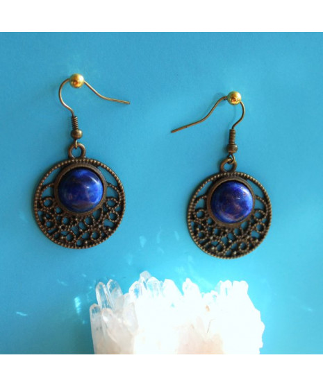 Boucles d'oreilles cabochon en Lapis Lazuli