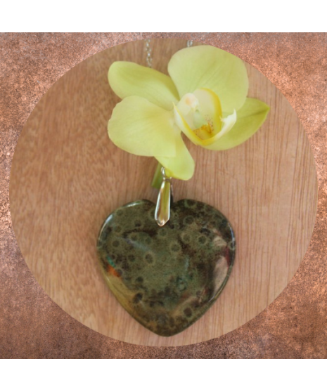 Pendentif Cœur en Corail de fossiles d'Agate