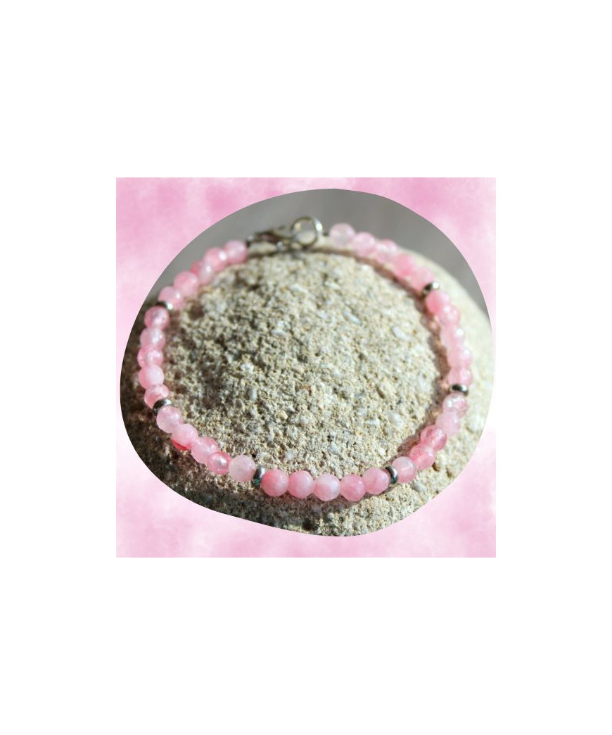 Bracelet fin en Quartz rose
