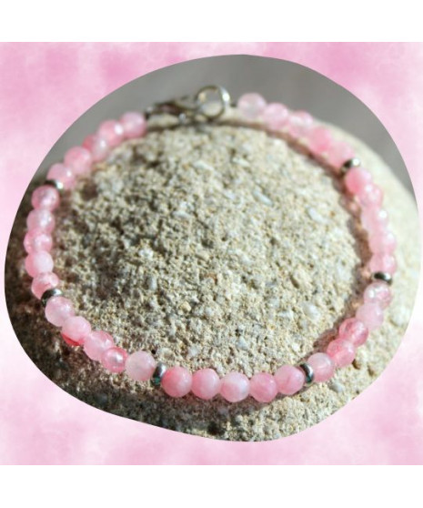 Bracelet fin en Quartz rose