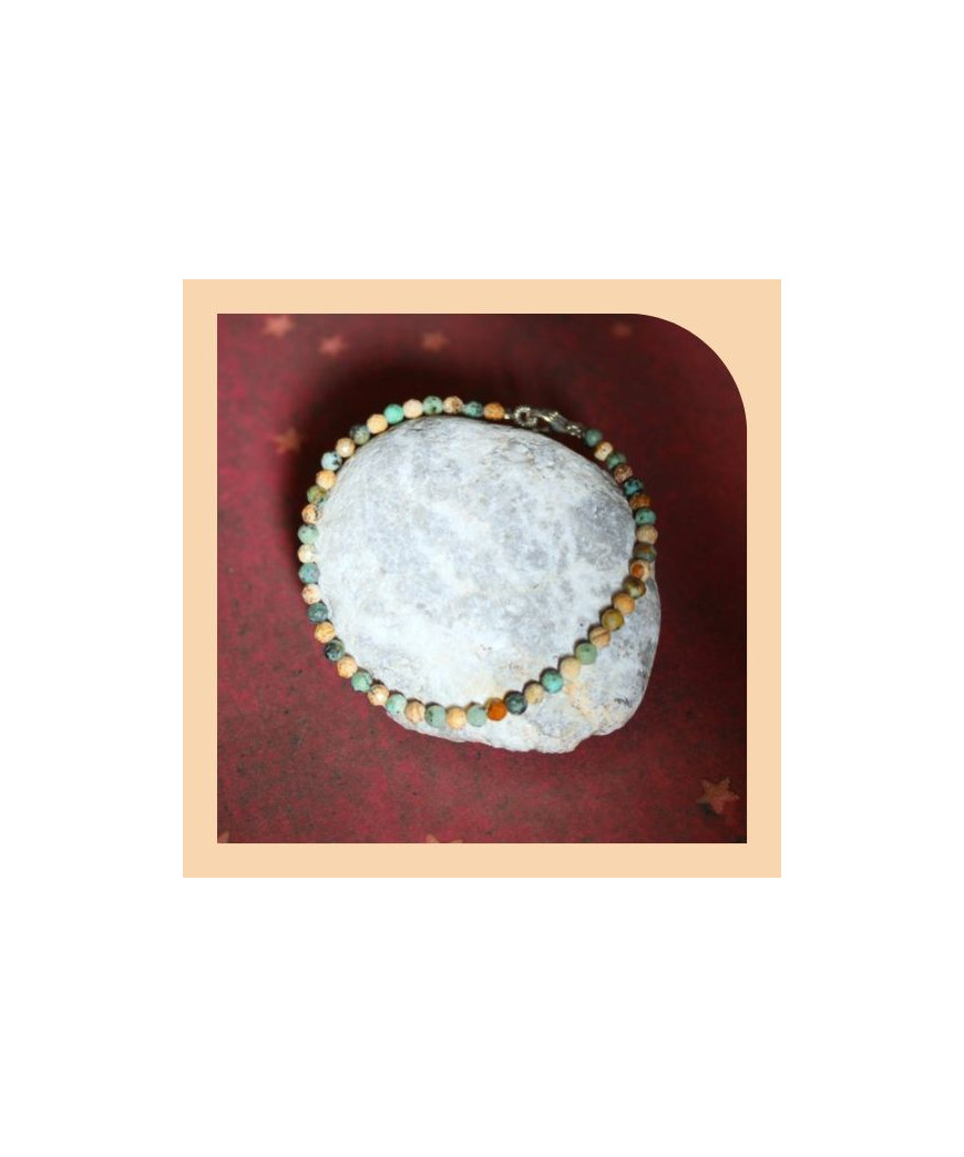 Bracelet fin en Jaspe paysage et en Turquoise africaine