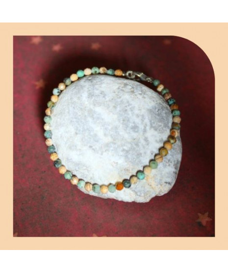 Bracelet fin en Jaspe paysage et en Turquoise africaine
