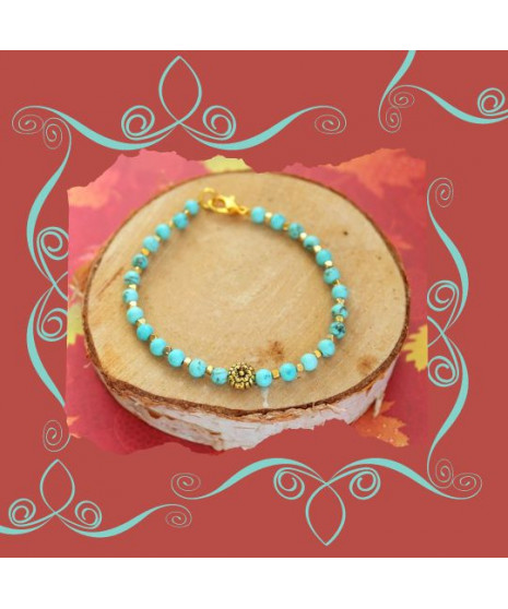 Bracelet Fleur dorée en Turquoise