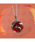Pendentif Paon en Agate Œil de chat orange
