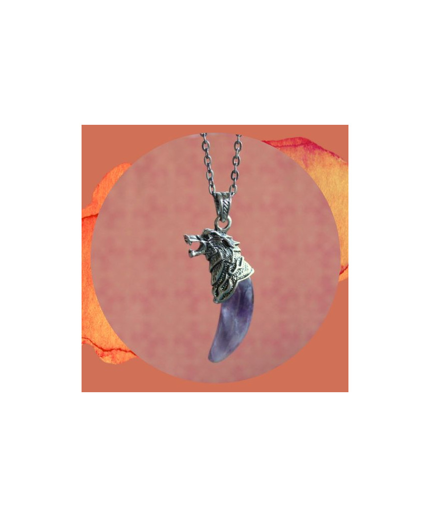 Pendentif Loup en Améthyste